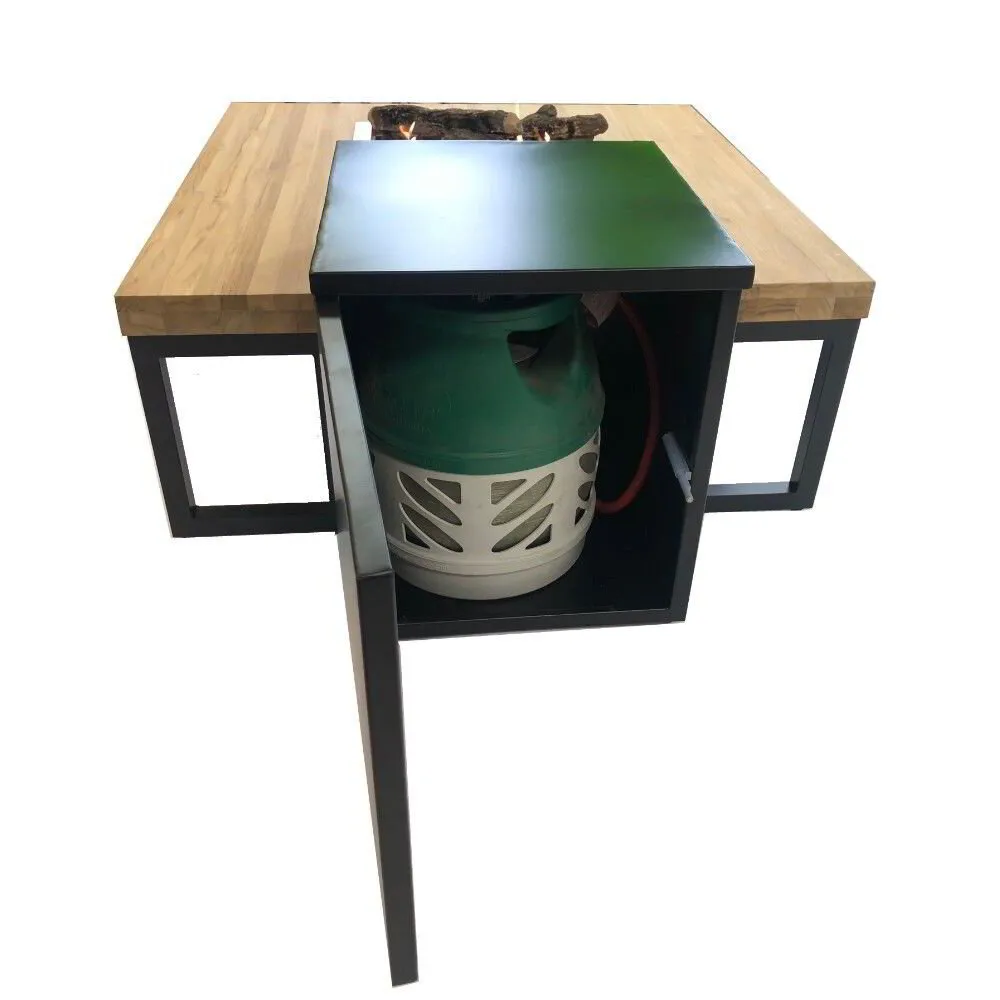 Enjoyfires vuurtafel Ambiance rechthoek zwart-teak 120x80x35 cm - Afbeelding 2